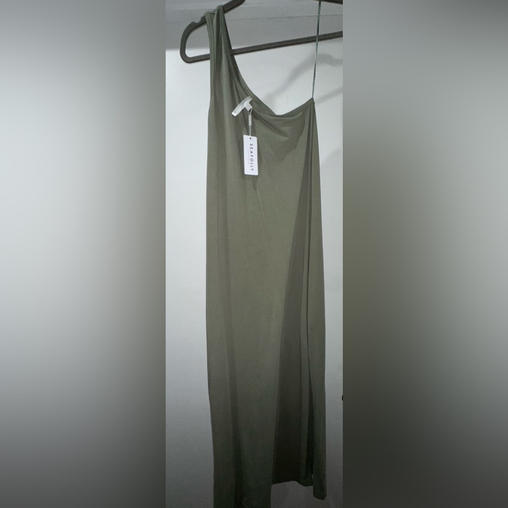 Seafolly Jade Green One Shoulder Midi Dress